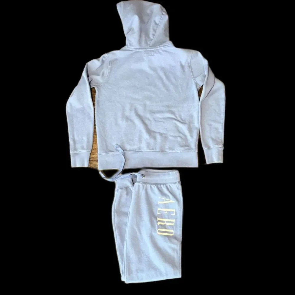 AEROPOSTALE Matching Light Blue Hoodie & Jogger Set - XS